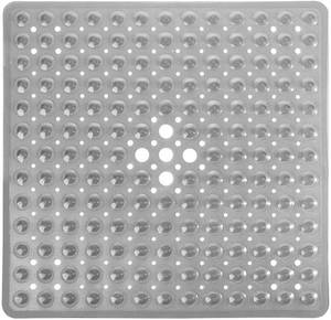 lot 6741 image: Yimobra Shower Mat 21X21 Inch Square, Non Slip Bathtub Mat with Large Suction Cups&Drain Holes, Soft Fast Dry Shower Stall Mats for Inside Shower, Machine Washable BPA-Free,Bath Essentials, Clear Gray