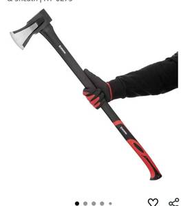 lot 6758 image: 36-Inch Wood Splitting Maul  Heavy Duty Axe for Firewood Logs  Shock Absorbing Fiberglass Handle  HT-0275