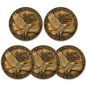 lot 6764 image: United States of America 250th Anniversary Commemorative Coin Set - Liberty & Courage 1776-2026 (5-Piece)