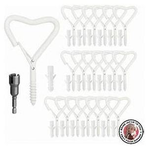 lot 6564 image: Wopanxye 20 PCS Safety Screw Hooks for Hanging Outdoor String Light, Cup, Flower Pot, Fairy Light, Birdcage, Feeder, Wind Chime, Windproof Eye Hanger with Safety Buckle Nail-in for Wall Ceiling, White