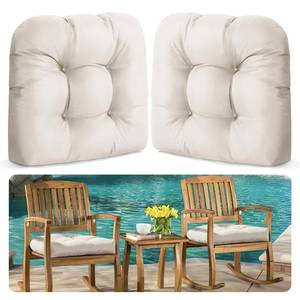 lot 6783 image: MAGIC ELEPHANT Outdoor Chair Cushions Set of 2, Memory Foam Seat Cushion Pads for Wicker Chair and Patio Furniture, 19 x 19 Inches (Antique White)