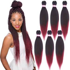 lot 6786 image: Dorsanee Ombre Burgundy Braiding Hair Pre Stretched 20 Inch 6 Packs Braiding Hair Extensions for Crochet Box Braids Twists Locs Hair Itch Free Soft Yaki Texture Hot Water Setting (20inch,#1BBug)