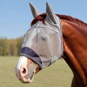 lot 6787 image: Horse Fly Mask with Ears - UV Protection Fine Mesh Super Comfort Fly Masks for Horses, Adjustable Breathability Horses Masks, Pony Equine Fly Mask for Miniature Foal Draft Cob Srabian Full (Gray, L)