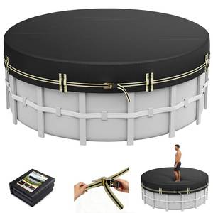 lot 6795 image: ZhenXingCheng 8 FT Round Pool Covers for Above Ground Pools, 500D Pool Solar Cover with Fast Tightening Ratchet, Stock Pool Tank Cover Ideal for Waterproof Dustproof Windproof