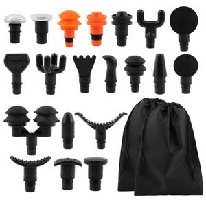 lot 6799 image: Massage Gu-n Attachments, 20pcs Relaxation Massager Heads with 2pcs Drawstring Bag Different Massager Heads to Meet Different Needs for Deep Tissue Percussion Plug and Play(Black)