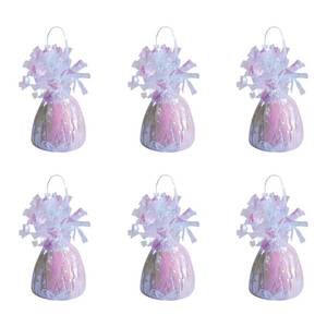 lot 6801 image: Beistle Wrapped Balloon Weight 6 Pack, Opalescent Balloon Centerpiece and Bouquet Holders, Party Decoration Accessories and Event D�cor for Birthdays, Weddings and Graduation Parties, 6 Oz