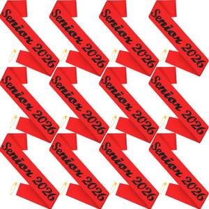lot 6809 image: JXYCBZYing 12 Pcs Red Senior 2026 Sash with Black Glitter Letters - Senior Sashes Class of 2026, Graduation Celebration Cheer Sash, Class Competition Sashes, Graduation Party Supplies Favors