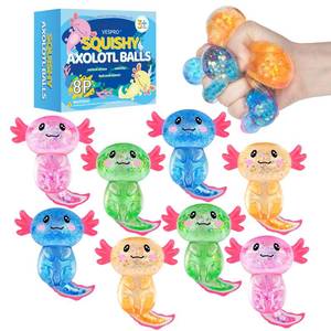 lot 6810 image: 8 Pack Slow Rising Stress Ball, Cute Axolotl Stretchy Fidget Toys for Kids Adults, Stress Relief Stress Ball for Anxiety Relief, Ideal for Autistic Kids