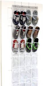 lot 6811 image: Simple Houseware 24 Pockets - Crystal Clear Over The Door Hanging Shoe Organizer, Gray (64 x 19)