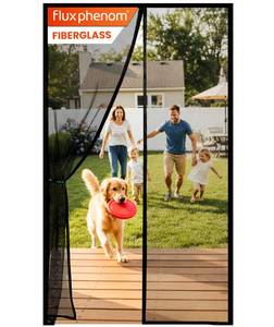 lot 6817 image: Flux Phenom Magnetic Screen Door - Bugs Out, Breeze in - 9min Install Auto-Sealing Heavy Duty Double Stitched Mesh, 52 Magnets, Hands Free Sliding & Patio Doors Net, Pet & Kid Friendly, 38 x 82 Inch