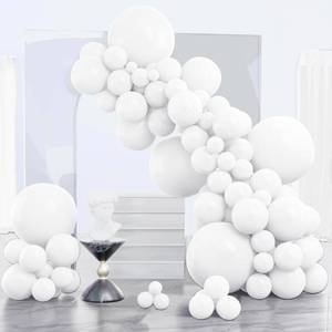 lot 6818 image: PartyWoo White Balloons 140 pcs Different Sizes of 18 12 10 5 Inch White Balloons Arch Kit Garland for Wedding Baby Shower Birthday Bridal Shower Graduation Engagement Party Decorations White-Y13