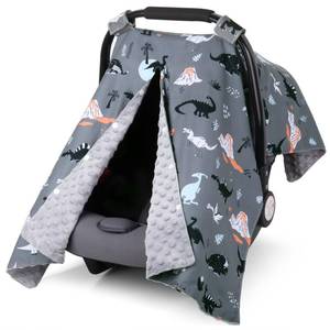 lot 6825 image: Rquite Car Seat Cover Baby, Carseat Covers Baby Boy, Minky Infant Car Seat Cover Winter, Peekaboo Opening Car Seat Canopy, Multi-use Baby Carrier, Stroller, Nursing Cover, Minky Blanket, Dinosaur