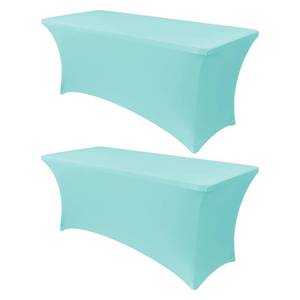 lot 6826 image: Obstal 6ft Stretch Spandex Table Cover for Standard Folding Tables - Universal Rectangular Fitted Tablecloth Protector for Wedding, Banquet and Party, 72L x 30W x 30H Inches, Blue, 2pc