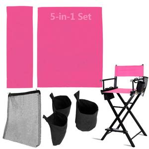 lot 6828 image: STAY GENT 5 in 1 Accessories Set for Makeup Artist Chair, (not Including Chair) Deep Pink Replacement Cover Canvas, 2 Portable Side Storage Bags and Hanging Mesh Bag