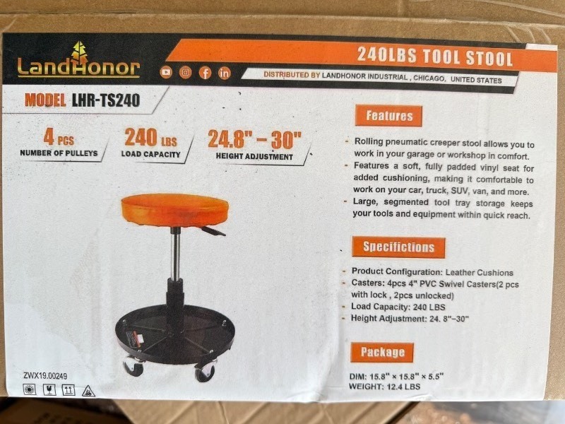 lot 5250 image: Unused Land Honor 240Lbs Tool Stool (LHR-TS240)