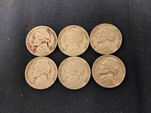 lot 61506 image: Lot of 6 Jefferson Nickles - 1940