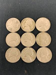 lot 61508 image: Set of 9 Jefferson Nickels