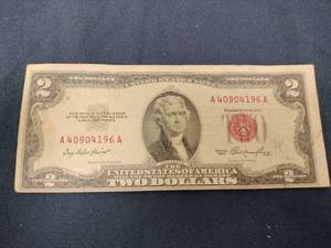lot 61593 image: 1953 Red Seal 2 Dollar Bill