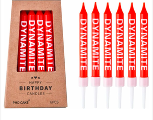 lot 1124 image: PHD Cake Red Dynamite Birthday Candles 6 Piece Set
