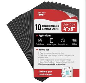 lot 1158 image: Mr. Pen Flexible Magnetic Adhesive Sheets 4x6 inch 10 Pack