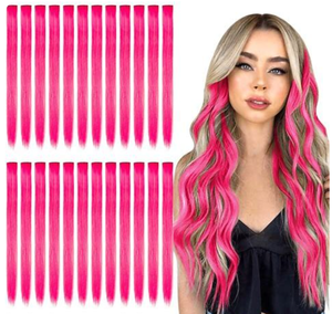 lot 1172 image: Hot Pink Hair Extension Clip-Ins
