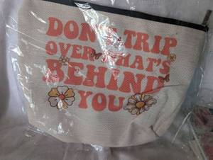 lot 1176 image: Dont Trip Over What is Behind You Canvas Makeup Bag