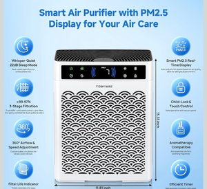 lot 44251 image: Purifiers for Home, Large Room up to 3000 Ft�, HEPA Air Purifier for Home Pets with Filter, Air Quality Sensor, Timer, Air Cleaner for Bedroom, Dorm Room, Pet Hair, Office - Retail $0