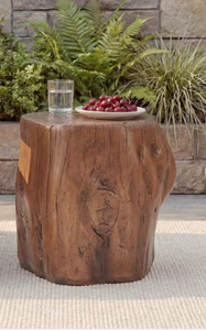 lot 44255 image: Christopher Knight Home Round Wood Grain Patio Side Table - Retail $98