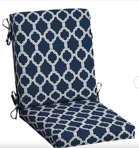 lot 44271 image: ARDEN Outdoor Dining Chair Cushion 21 x 24 x 6 Sapphire Blue Garden Trellis - Retail $39