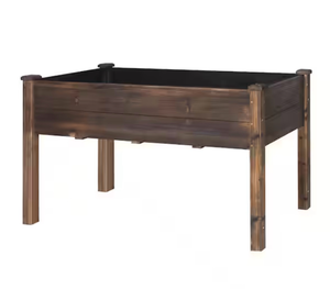 lot 44273 image: 48 in. L x 24 in. W x 30 in. H Carbonized Cedar Raised Garden Bed with Liner - Retail $80