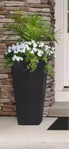 lot 44275 image: Indoor & Outdoor Self-Watering Square Planters, Large, Sonata, Black - Planter Containers for Plants and Flowers - Gardening and Landscaping Accessories - Retail $56