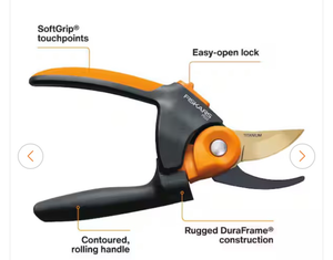 lot 44292 image: Fiskars PowerGear2 Bypass Pruning Shears with SoftGrip Handles - Retail $22