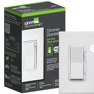 lot 44306 image: Leviton Decora Smart Wi-Fi Dimmer Switch White 2nd Generation - Retail $35