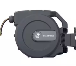 lot 44313 image: Giraffe Tools Wall Mounted Retractable Garden Hose Reel 155 ft Dark Grey - Retail $149