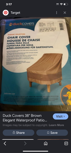 lot 44329 image: Duck Covers Elegant Collection Waterproof Patio Chair Cover 38 Inch Brown - Retail $25