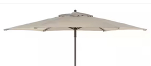 lot 44333 image: 7.5 ft Steel Market Outdoor Patio Umbrella in Tan - Retail $45