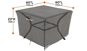 lot 44336 image: Square Patio Table Cover 60x60x23 inches - Retail $79