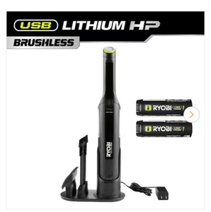 lot 44340 image: RYOBI Cordless Hand Vacuum Cleaner Kit with Lithium Batteries - Retail $79