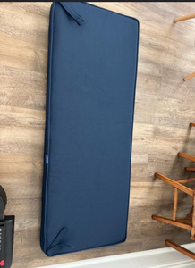 lot 44343 image: Arden 18x48 Classic Navy Woven Solid Patio Bench Cushion - Retail $25