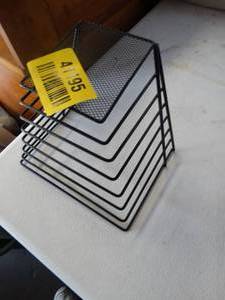 lot 41195 image: Black Metal Paper Organizer