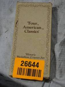 lot 26644 image: Collectible Four American Classics Historic Medallion Coaster Set