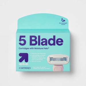 lot 116 image: Precision Womens 5-Blade Body Razor System Refills - 4ct Whole Body, All Hair Types, Razor Blade Refills - up&up - Retail $8