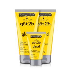 lot 142 image: Got2B Glued Styling Spiking Hair Gel 1 - 6 oz tubes  1 Travel 1.25 oz tube - Retail $19