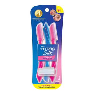 lot 154 image: Schick Hydro Silk Touch-Up Dermaplane Razor with Precision Cover, 9ct  Dermaplaning Tool for Face, Facial Razor for Women, Eyebrow Razor, Peach Fuzz Remover - Retail $15