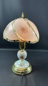 lot 73 image: Glass Panel Floral Shade Touch Lamp Approximately 14 Inches Tall