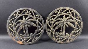 lot 77 image: Cast Iron Palm Tree Trivets Set of 2