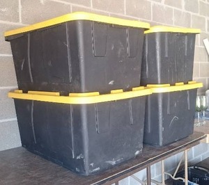 lot 102 image: (4) 27 Gallon LARGE Totes  Storage