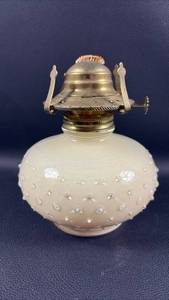 lot 39 image: Hobnail Oil Lamp with Brass Burner