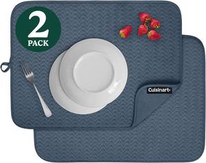 lot 1355 image: Cuisinart Dish Drying Mat for Kitchen Counter - 2-Pack XL 18x24 Ultra Absorbent Microfiber Dish Mat - Fast Drying, Machine Washable, Foldable Countertop Pad - Safe for Granite & Quartz