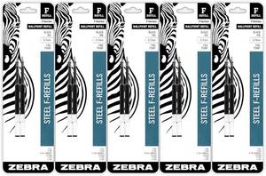lot 1356 image: Zebra Pen Steel, F-Refill Ballpoint Ink Refills, 0.7mm Fine Point, Black Ink, Fits Zebra F-301, F-402, and F-701 Ballpoint Pens, Smooth Writing Performance, 10-Pack (500723